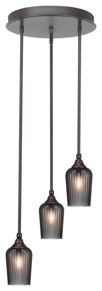 Empire 3-Light Cluster Pendalier, Dark Granite/Smoke Textured