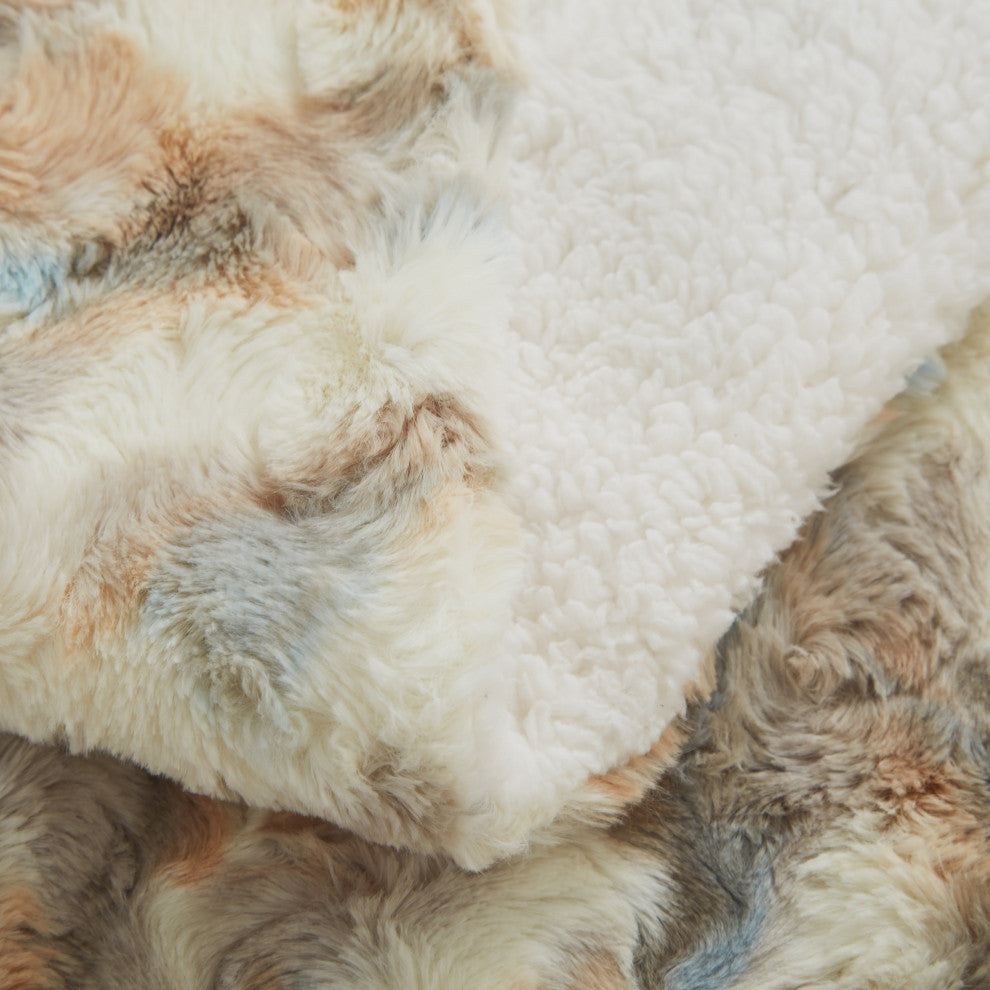 Tache Super Soft Brown Russian Lynx Faux Fur Throw Blanket, 63"x87"