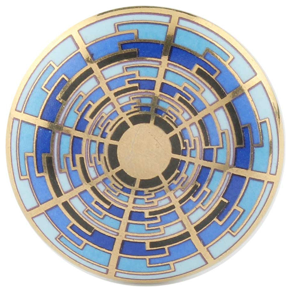 Set of 4 Blue Gold Ceramic Dresser Knobs