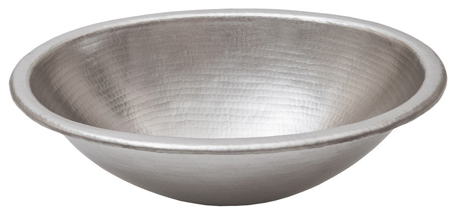 19" Oval Self Rimming Hammered Copper Bathroom Sink in Nickel