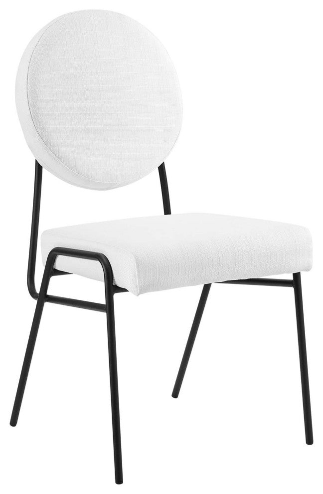 Craft Upholstered Fabric Dining Side Chairs, Set of 2, Black White