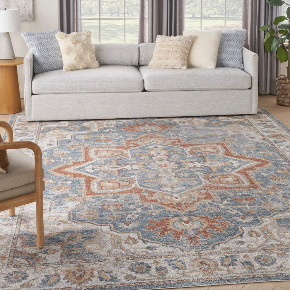 Nourison Astra Machine Washable 8' x 10' Denim Multicolor   Area Rug
