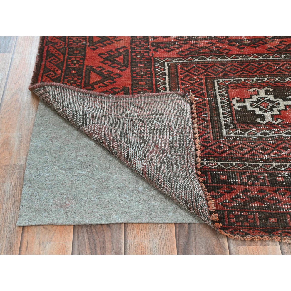 Sunset Colors Vintage Persian Baluch Hand Knotted Pure Wool Rug, 3'7"x6'5"
