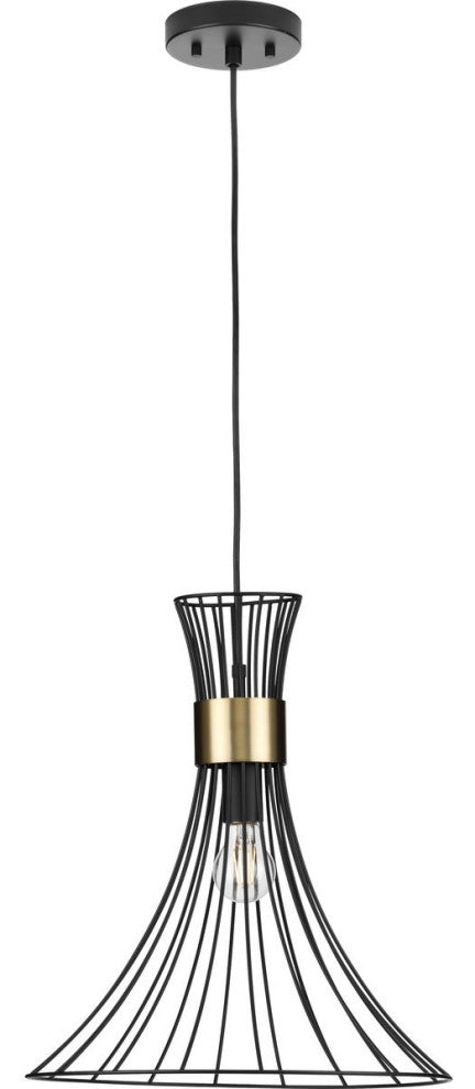 Lorin Collection One-Light Mid-Century Modern Matte Black Metal Pendant Light