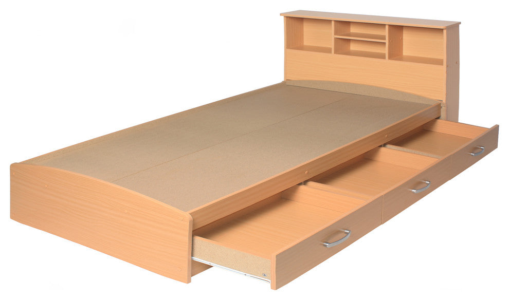 Better Home Products California Wooden Full Captains Bed, Beech, Maple