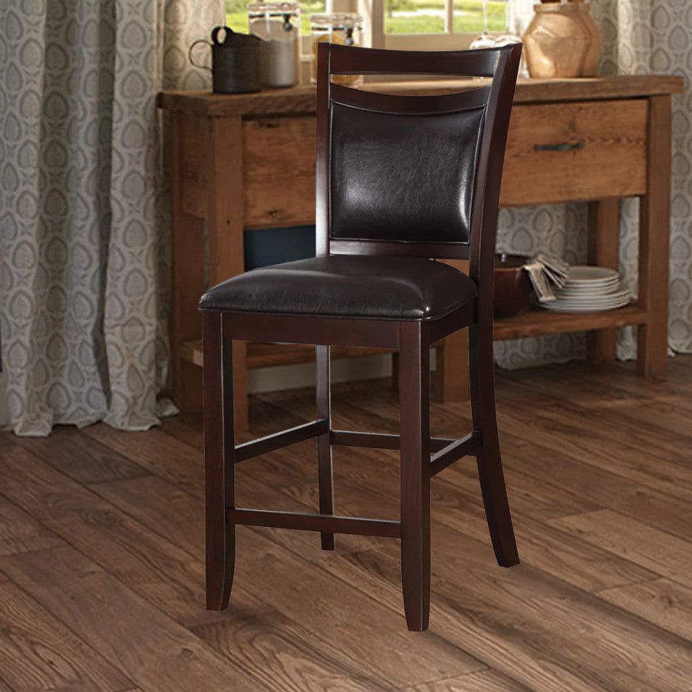 Benzara BM166597 Wooden Armless High Chair, Brown & Black, Set of 2