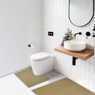 Plain PVC Bathroom Mat Set, 2 pcs, Brown, 20" x 20" and 20" x 31"