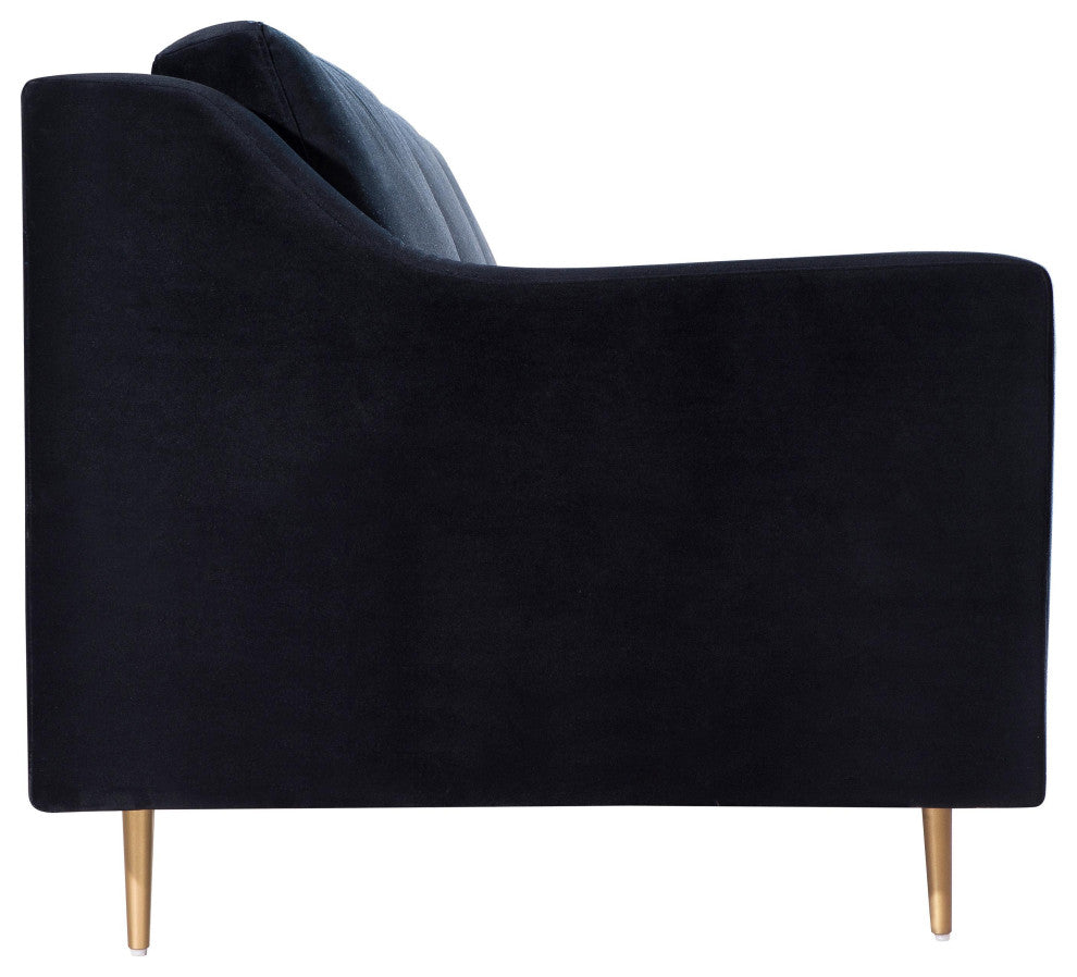 Milan Black Velvet Sofa - Black