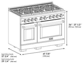 ZLINE 48" Gas Range, Stainless With White Matte SGRZ-WM-48-CB