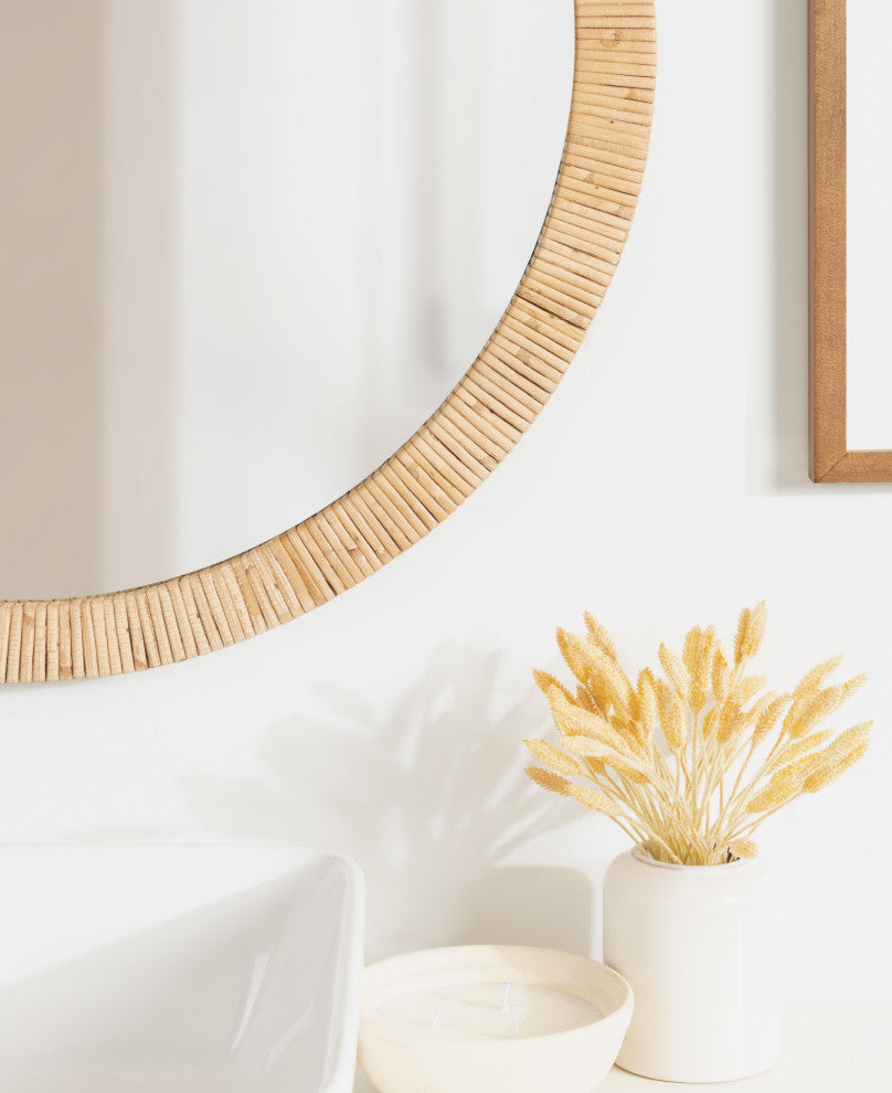 Rahfy Framed Wall Mirror, Natural 28"
