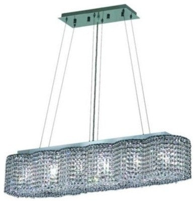 Elegant Moda Dining Room Light, Chrome Finish With Royal Cut Crystal