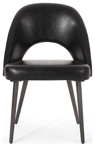 Odum Abbeville Contemporary Open Back Dining Chairs (Set of 2), Midnight + Gun Metal