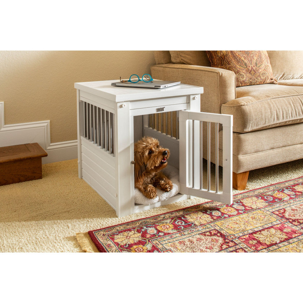 ECOFLEXÂ® Dog Crate End Table, Antique White, Medium
