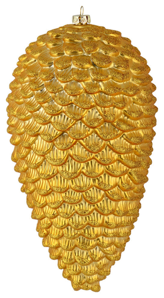 Vickerman N187337D 10" Honey Gold Matte Glitter Pinecone Christmas Ornament