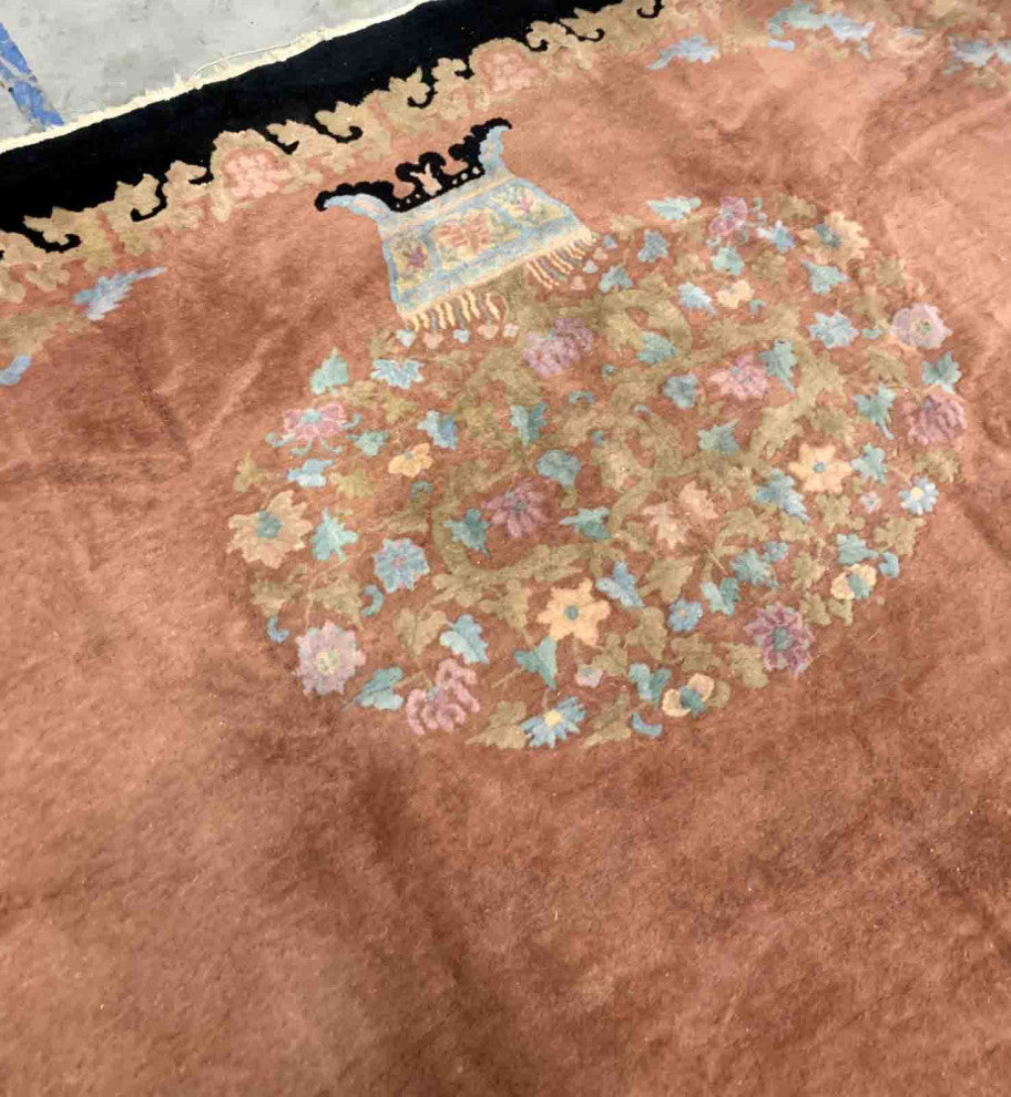 Handmade Antique Art Deco Chinese Rug 8.10'x11.10', 274cmx365cm, 1920s
