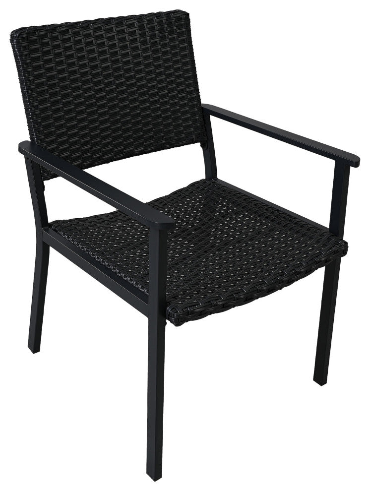 5 Pieces Outdoor Patio Wicker Dining Table Set With Umbrella Hole