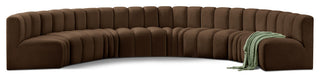 Arc Velvet Upholstered 8-Pc. Inward Curved Modular Sectional, Brown
