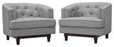 Coast Armchairs Upholstered Fabric, Set of 2, Light Gray