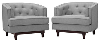 Coast Armchairs Upholstered Fabric, Set of 2, Light Gray