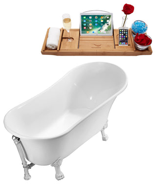 55" Streamline Clawfoot Tub and Tray With External Drain