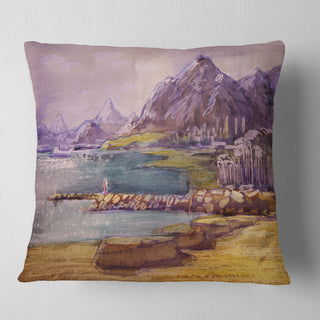 Purple Hills Landscape Printed Throw Pillow, 18"x18"