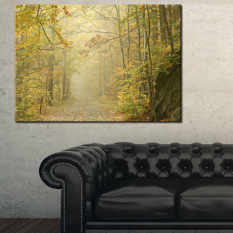 "Autumn Forest Path on Misty Morning" Canvas Print, 40"x20"