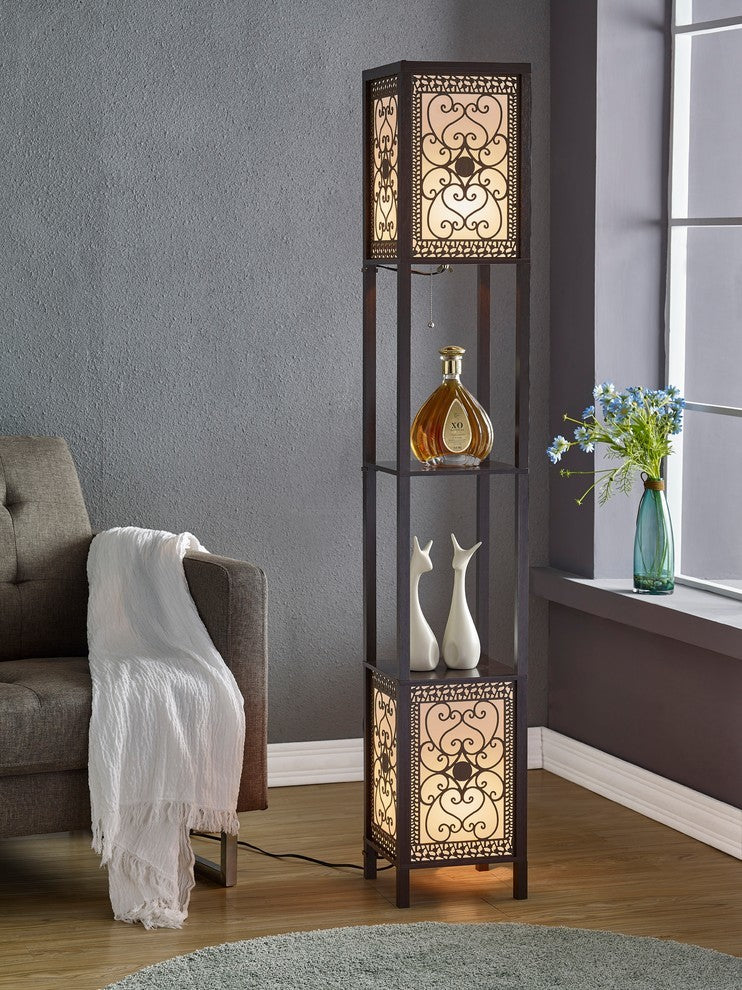 Artiva USA Infinity Heart Shelf Floor Lamp, 64", Expresso