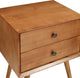Mid-Century 2 Drawer Solid Wood Nightstand, Caramel