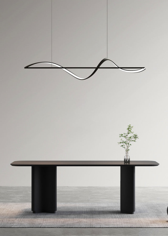 Carros | Minimalistic Wave Design Chandelier for Dining Room, White, L63.0"