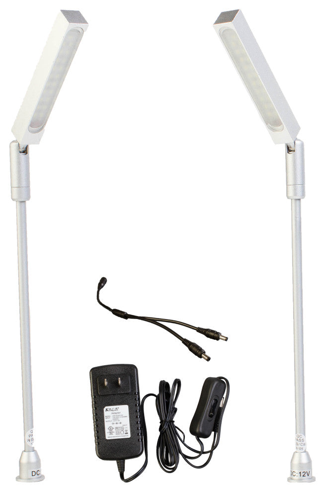 Jewelry Showcase LED Pole Stem Light Model FY-60 Silver 6000K, Set of 2, 6000k