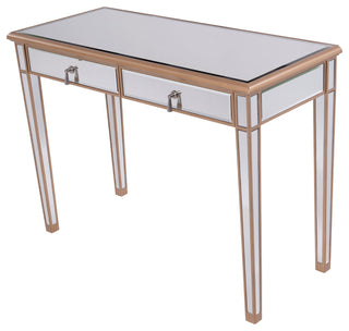 2 Drawers Dressing Table 42" X 18" X 31" In Gold Paint