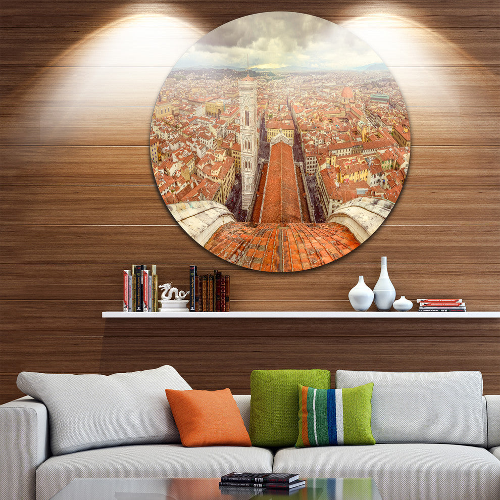 Florence View From Duomo Cathedral, Cityscape Round Wall Art, 23"