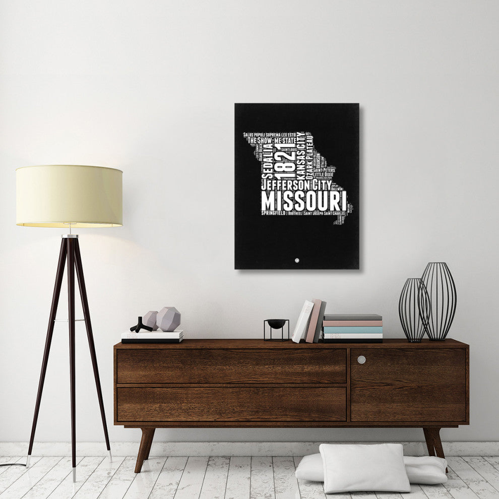"Missouri Black and White Map" Fine Art Print