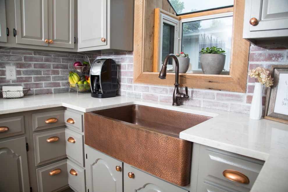 Adams Copper 33" Single Bowl Farmhouse Apron Front Undermount Kitchen Sink