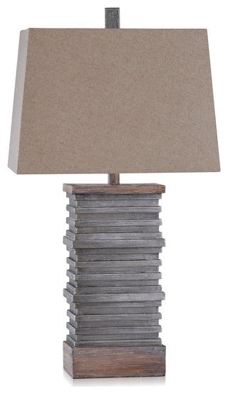 Casual Stacked Plate Design Table Lamp Slate and Sepia