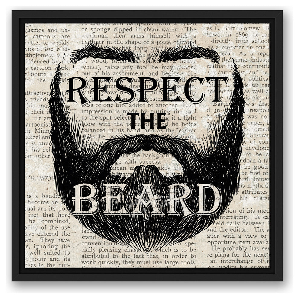 Respect the Beard 16x16 Black Floating Framed Canvas