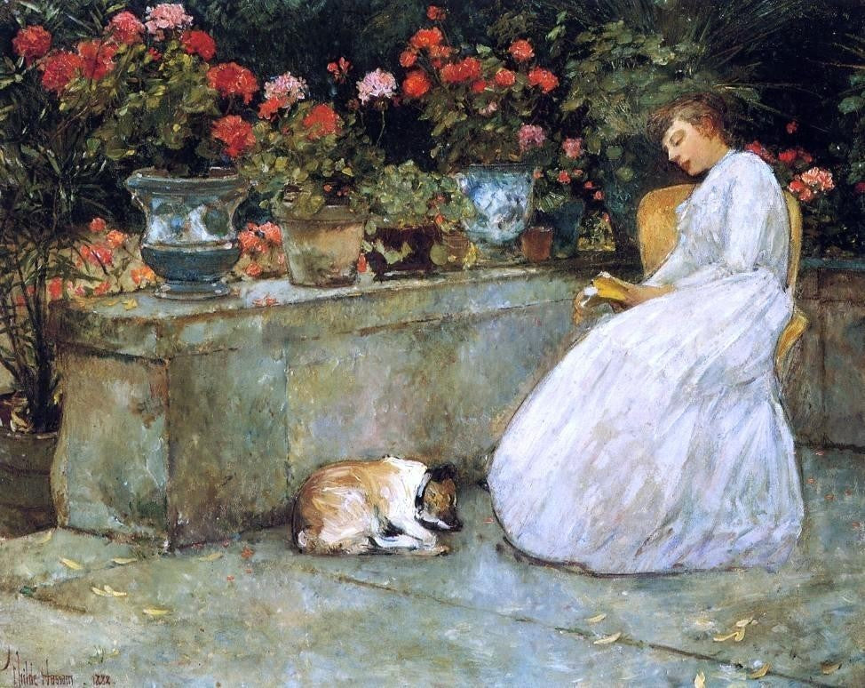 Frederick Childe Hassam Reading, 20"x25" Gallery Wrapped Canvas Print