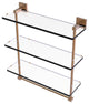 Montero 16" Triple Tiered Glass Shelf with towel bar, Brushed Bronze