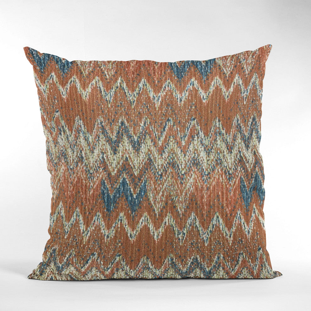 Plutus Multi-Color Wave Chevron Luxury Throw Pillow, 22"x22"