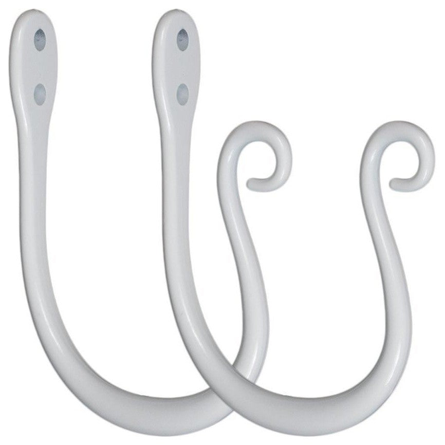 Zinc Curl Holdbacks, White, Set of 2