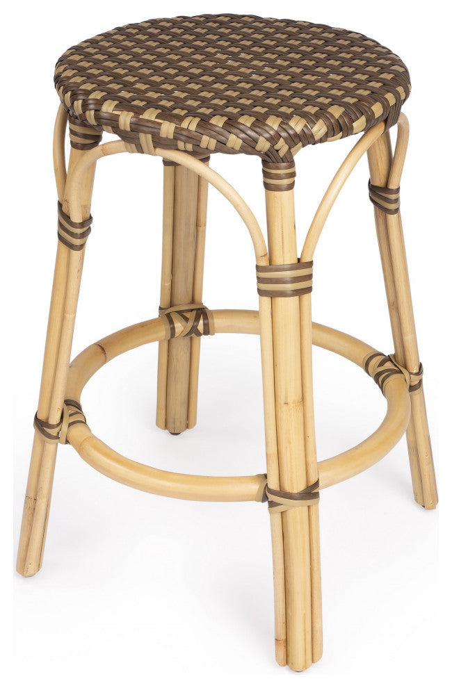 Light and Dark Brown Rattan Counter Stool