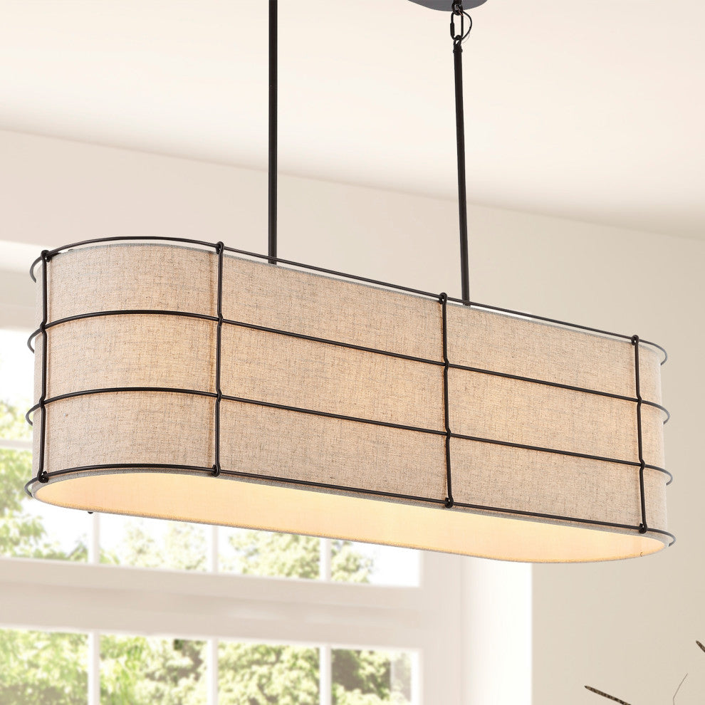 Chadwick 42" 4-Light Rustic Farmhouse Iron Linear LED Pendant, Oil Rubbed Bronze