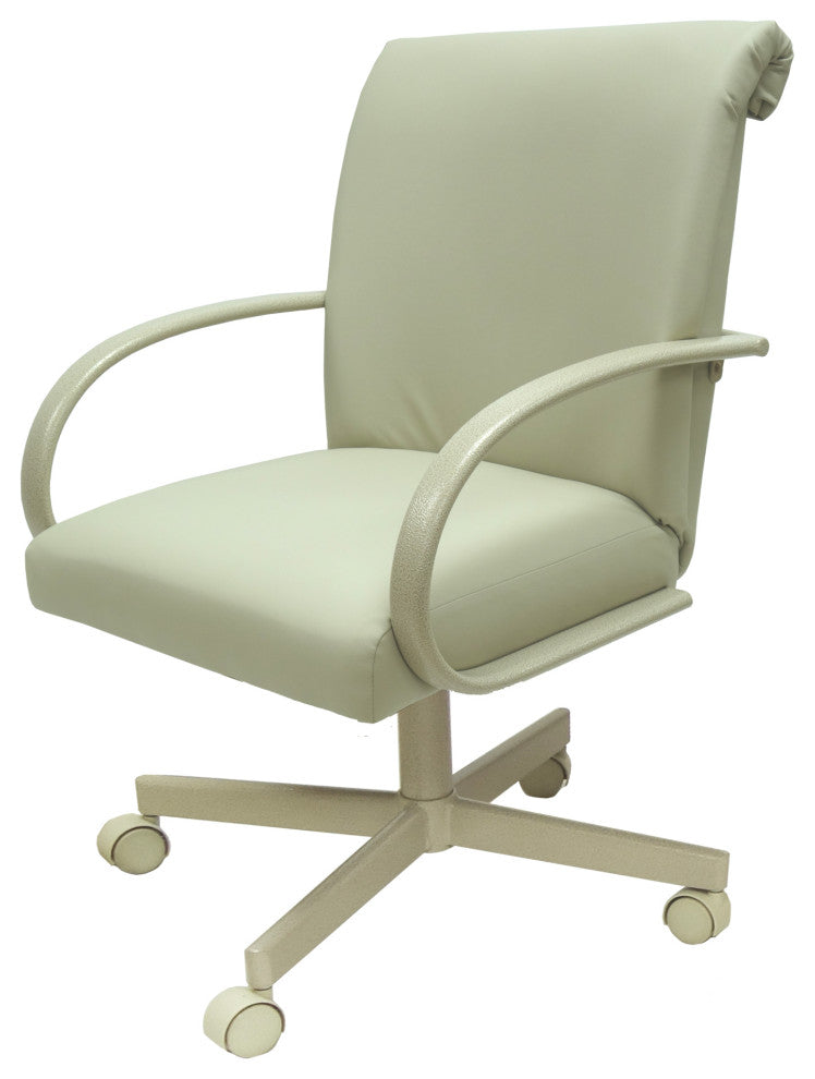 Swivel Caster Dining Chair M-60 on Wheels, Ocean Beige-Vinyl Beige