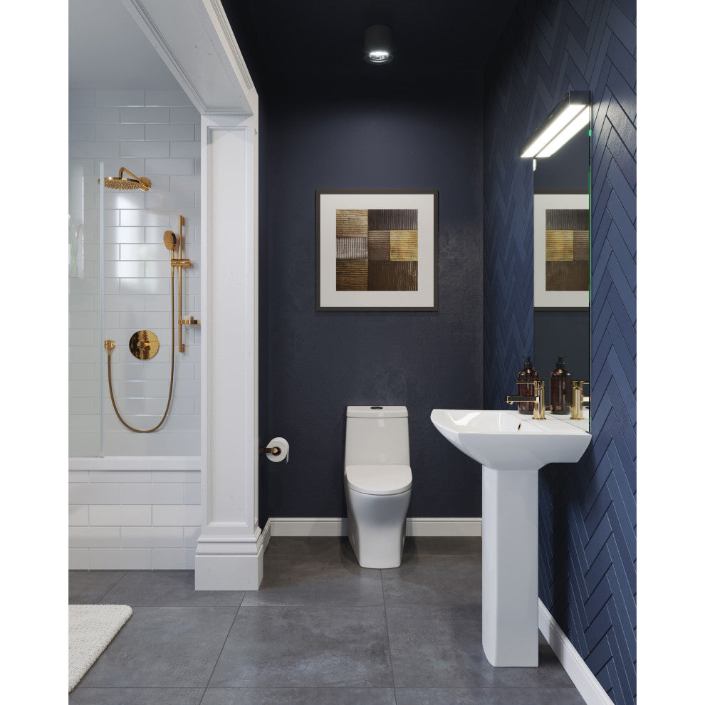 Sublime Pedestal Bathroom Sink Rectangular with Single Faucet Hole