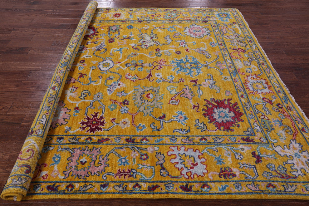 8' Square Turkish Oushak Hand-Knotted Wool Rug - Q13329
