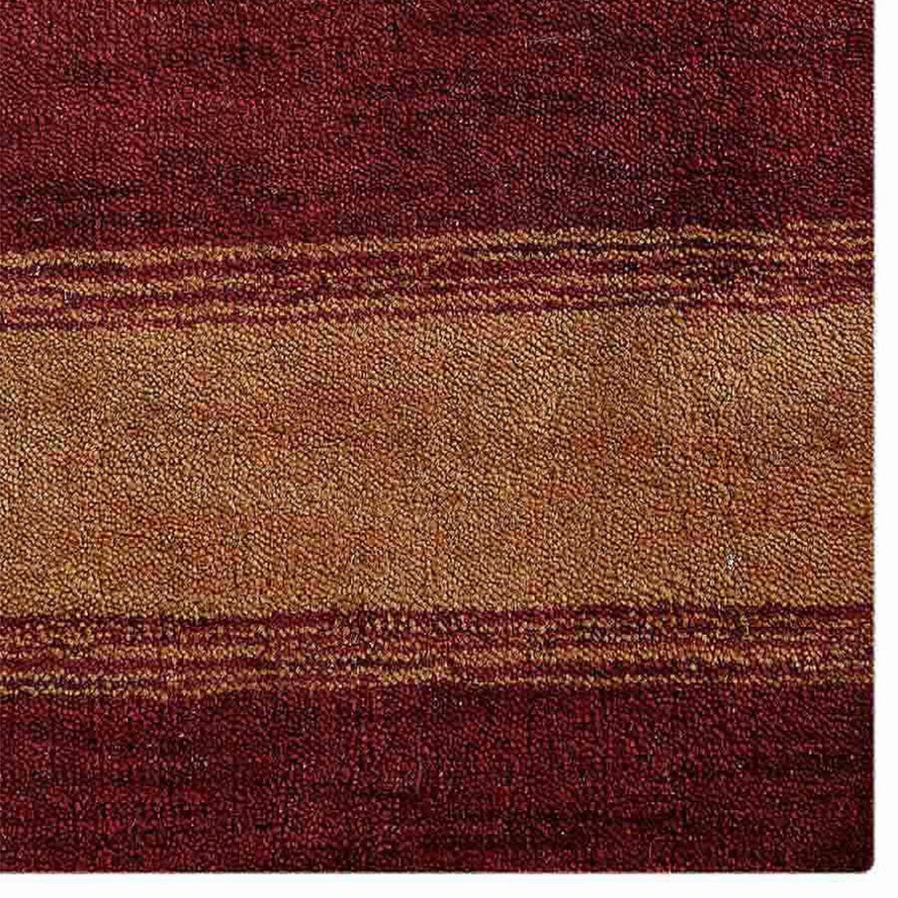 HAND KNOTTED LOOM WOOL ECO-FRIENDLY AREA RUGS - Runner, Red Gold, Contemporary