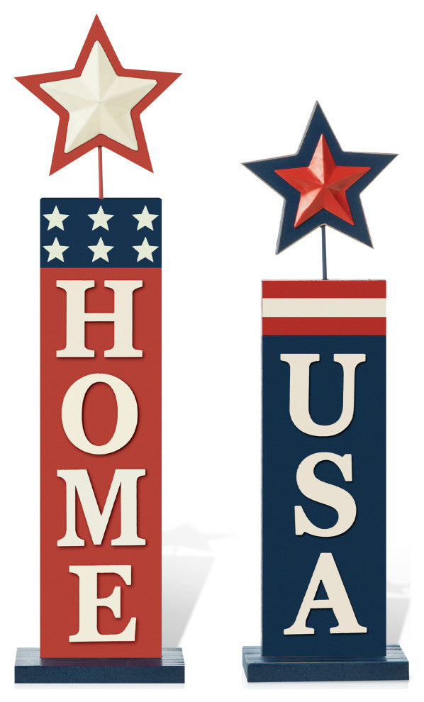 2-Piece Wooden Patriotic/Americana Firecracker Table Sign Set