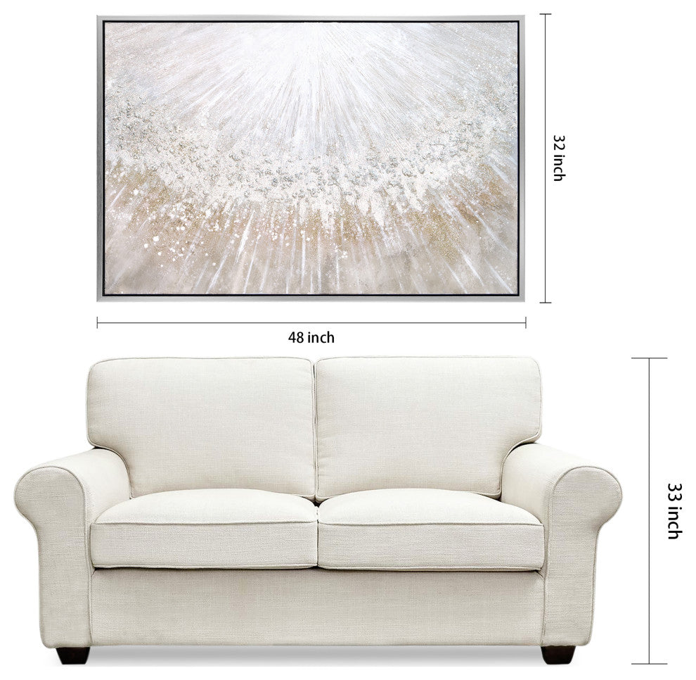 Silver Pellets Textured Metallic Hand Painted Canvas Wall Art, Mar-Cb9811-4832f