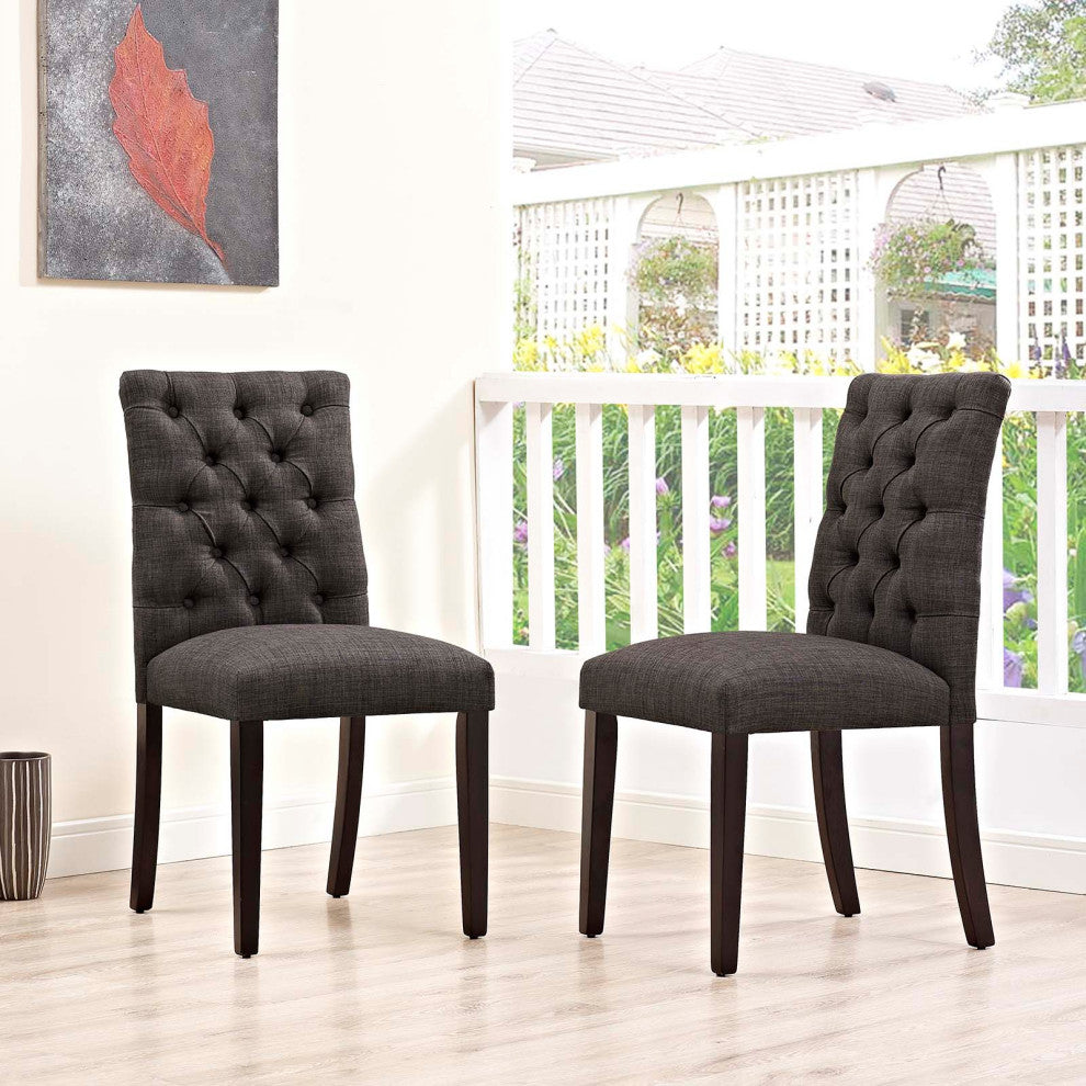 Duchess Dining Chair Fabric Set of 2 EEI-3474-BRN