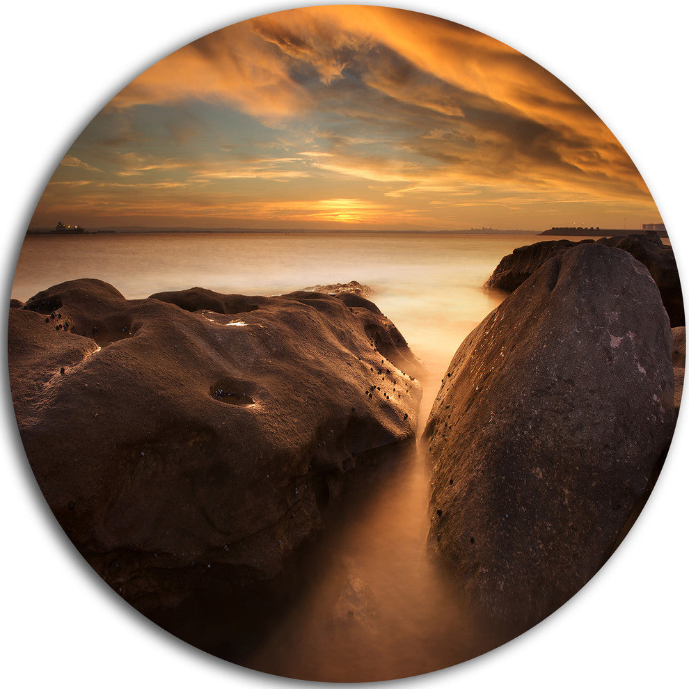 Rocks At La Perouse Bridge, Seashore Round Wall Art, 36"